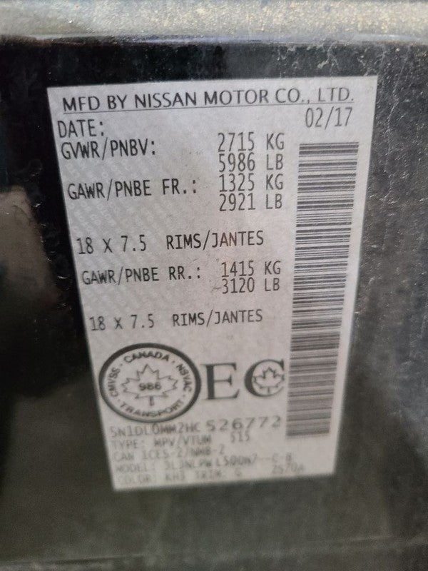 Driver Left Front Door Fits 16-20 INFINITI QX60 680717