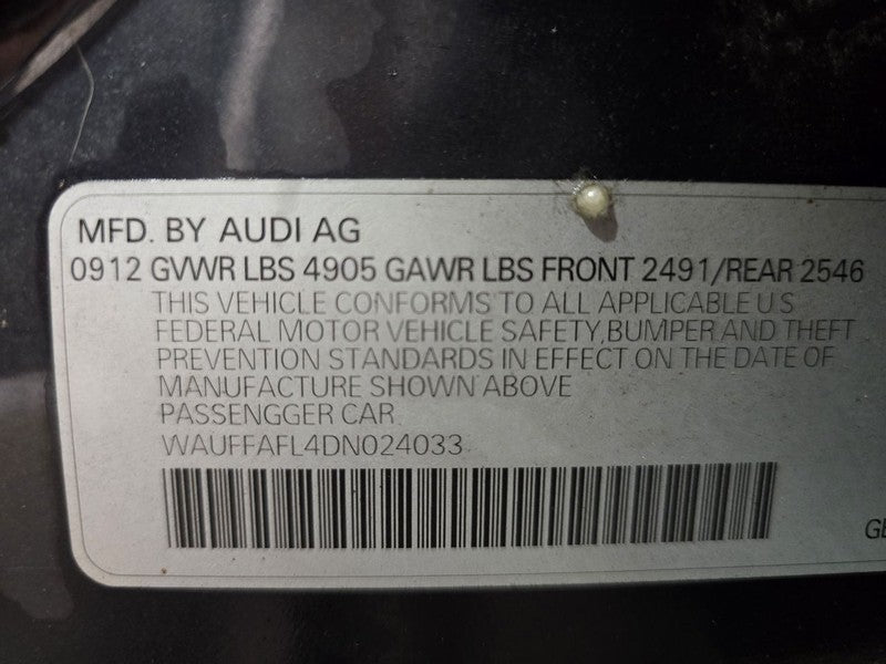 Seat Belt Front Bucket Seat Passenger Retractor Fits 09-16 AUDI A4 644