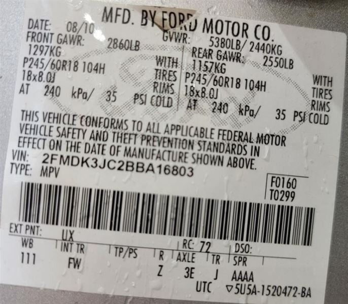 Speedometer Cluster MPH ID BT4T-10849-EL Fits 11 EDGE 559308