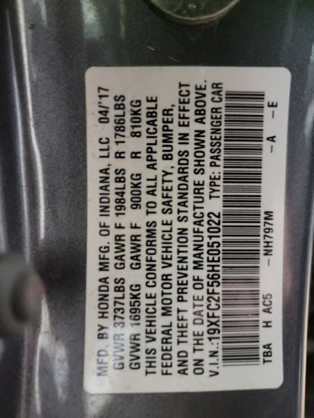 Cylinder Head 2.0L Naturally Aspirated Fits 16-19 CIVIC 563516