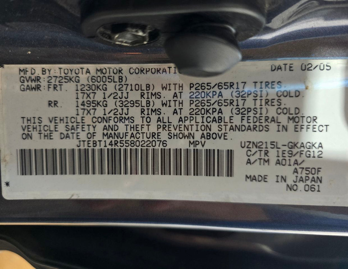4 RUNNER  2005 Seat Belt Rear 639617