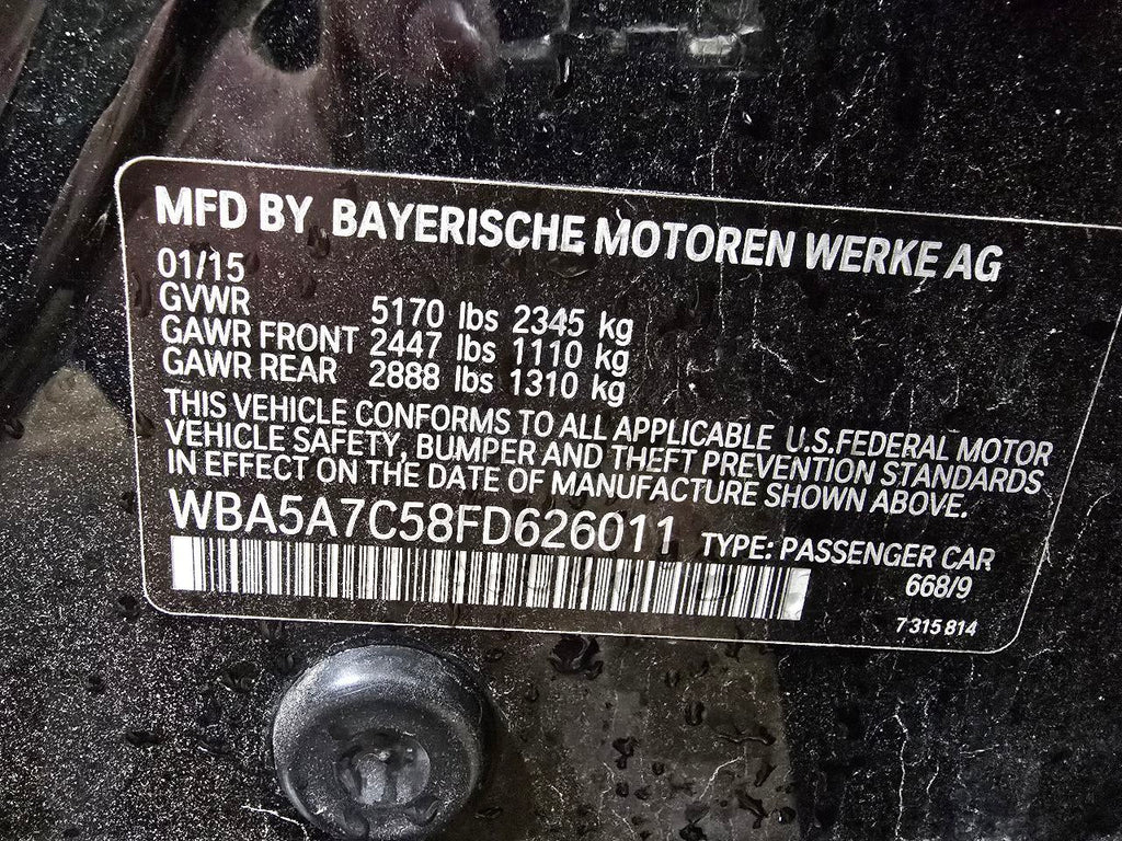 528I      2015 Seat Belt Rear 615172