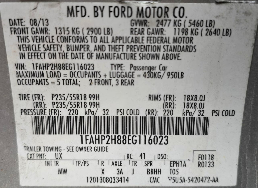 Passenger Front Seat Bucket Cloth Electric Fits 13-16 TAURUS 628042